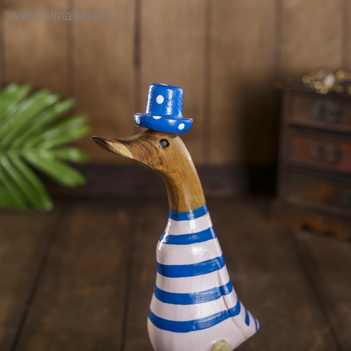 Сувенир Сувенир "Утка в розово-голубой одежде" дерево 13х9х27 см