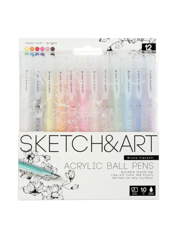 Набор акриловых ручек 12 цветов, 1.0 мм