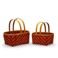 Набор корзин 2 шт 34х27х14  26х24х13 см ручка h=18/18 см красн-оранж