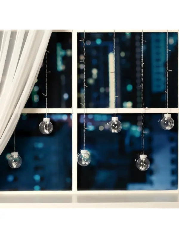 Гирлянда &laquo;Бахрома&raquo; 2.4&times;0.7 м с насадками &laquo;Шарики&raquo;, IP20, прозрачная нить, 108 LED, свечение белое, 8 режимов, 220 В