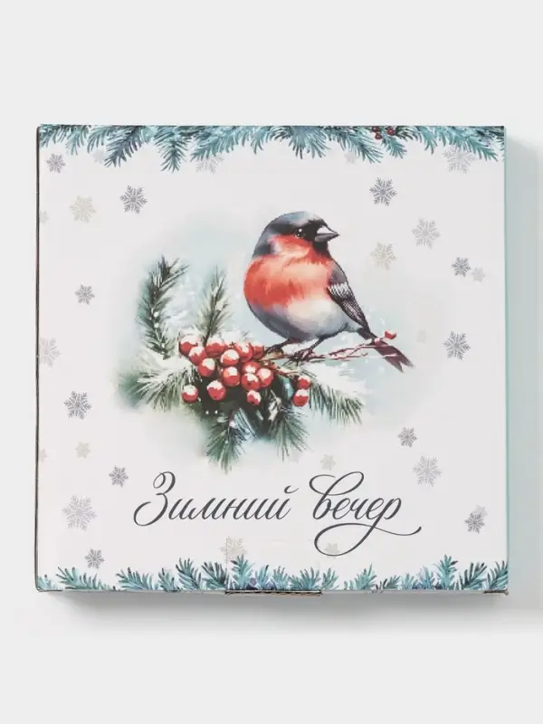 Тарелка сервировочная новогодняя Доляна «Зимний вечер», 20×20×2.5 см, доломит, белая