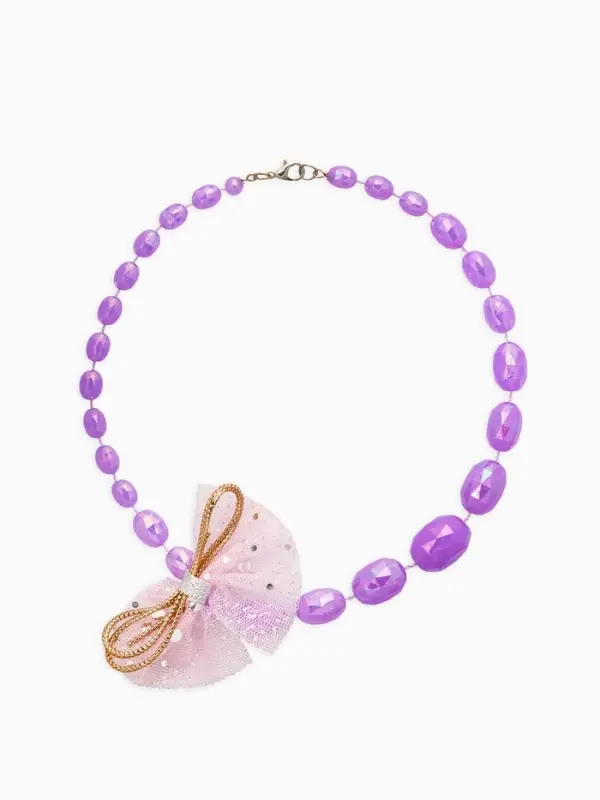 Бусы детские Выбражулька «Бант», граненые бусины, 40 см, цвет сиреневый Бусы детские Выбражулька «Бант», граненые бусины, 40 см, цвет сиреневый