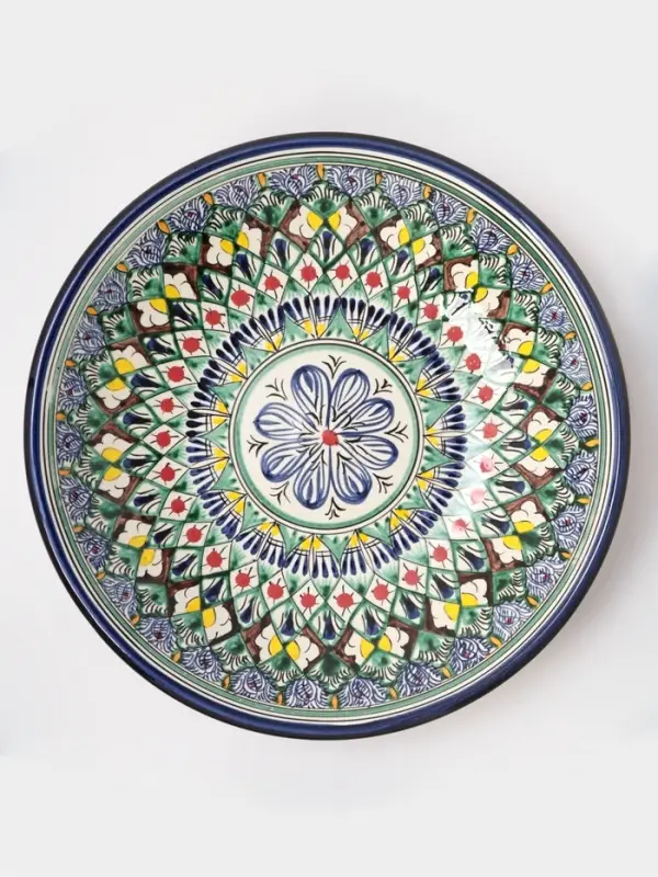 Ляган Риштанская Керамика &laquo;Цветы&raquo;, 33 см, синий