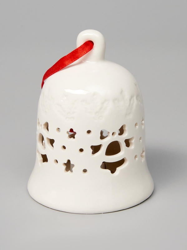 Елочный шар Елочный шар "Колокольчик" 10.5х8.3х8.3, 1 LED, LR44x3(в компл.), Т/БЕЛЫЙ