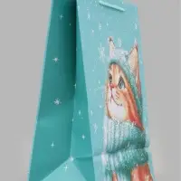 Пакет подарочный &laquo;Котёнок в шапке&raquo;, 26&times;12&times;32 см
