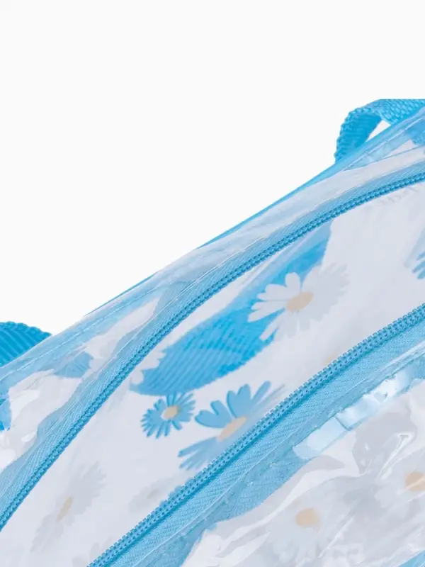 Косметичка на молнии для бассейна, большая, с ручками, с принтом &laquo;Ромашки&raquo;, голубой