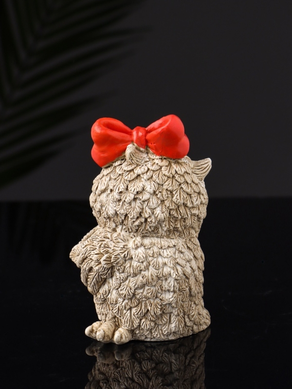 Набор фигур Набор фигур "4 совы на подносе" размер 20х10х10 см, бежевый