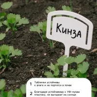 Таблички садовые, 13 см, набор 20 шт., пластик, белые, Greengo