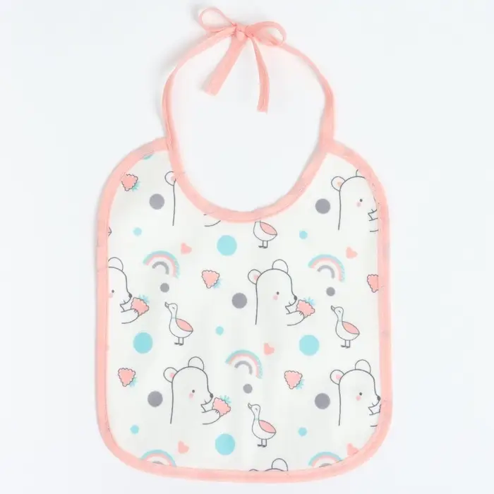 Набор детских слюнявчиков Крошка Я, 4 шт. + подарок, 20&times;17 см, цвет розовый, серый