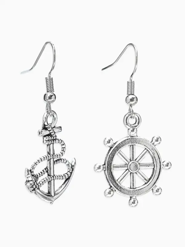 Серьги металл &laquo;Морячка&raquo;, цвет чернёное серебро