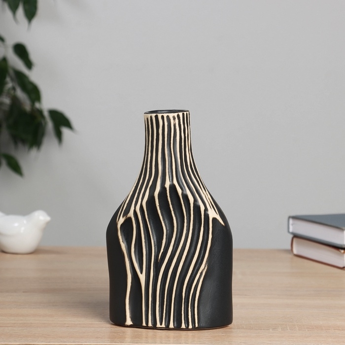 Ваза керамика настольная Ваза керамика настольная "Аурора" 20,5х12 см, чёрный