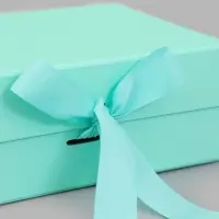 Коробка подарочная на магните с бантом, 22&times;17&times;8.5 см, самосборная, бирюзовая