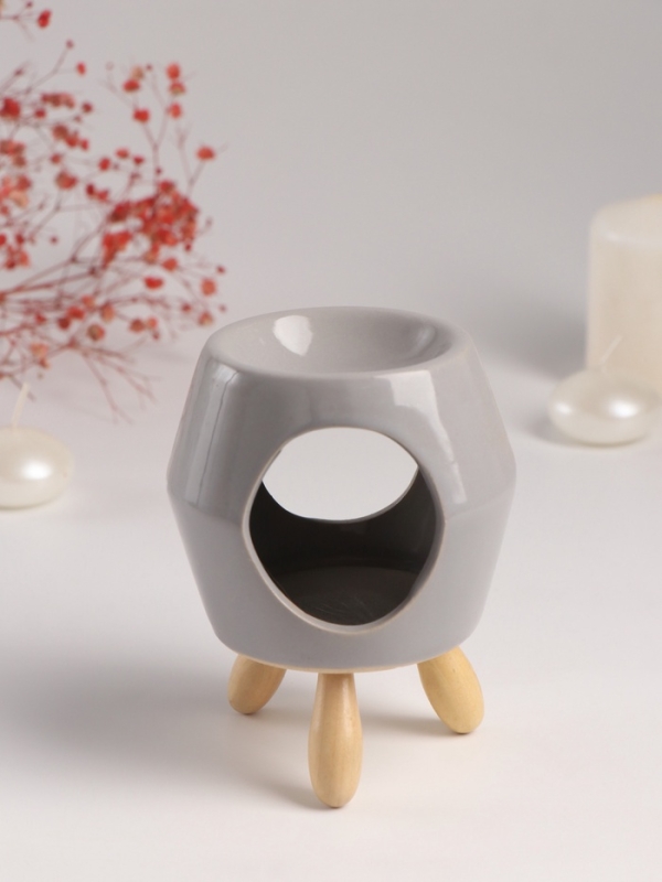 Аромалампа керамика на ножках "Остин" серая 9х9х12 см