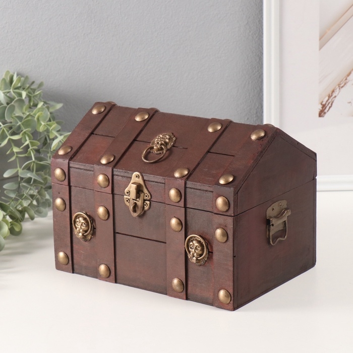 Шкатулка сундук дерево "Леон" красный 24х17х18,5 см