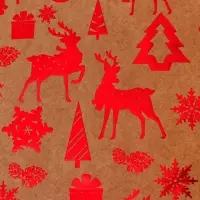 Пакет подарочный новогодний, крафт с тиснением, круглая ручка, &laquo;Лес&raquo; 15&times;21&times;8 см, 120 г
