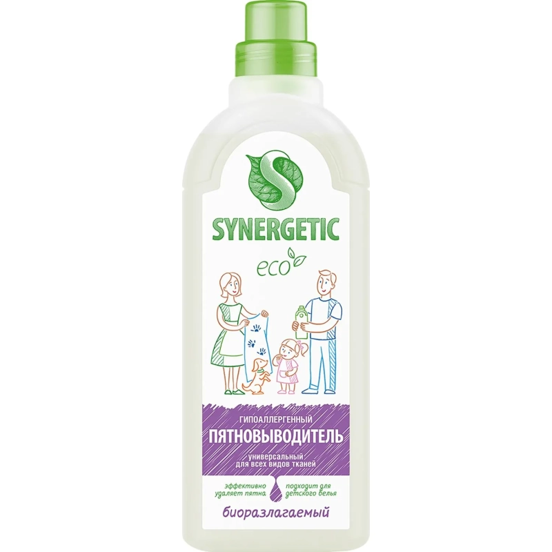 Пятновыводитель SYNERGETIC для одежды гипоаллергенный без запаха 1л