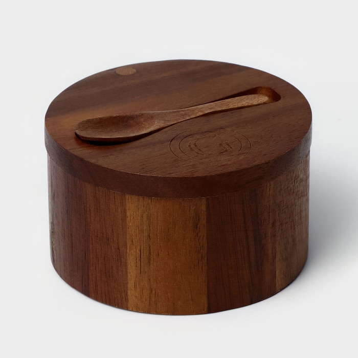 Банка для специй с ложкой, 10×6 см, акация Банка для специй с ложкой, 10×6 см, акация