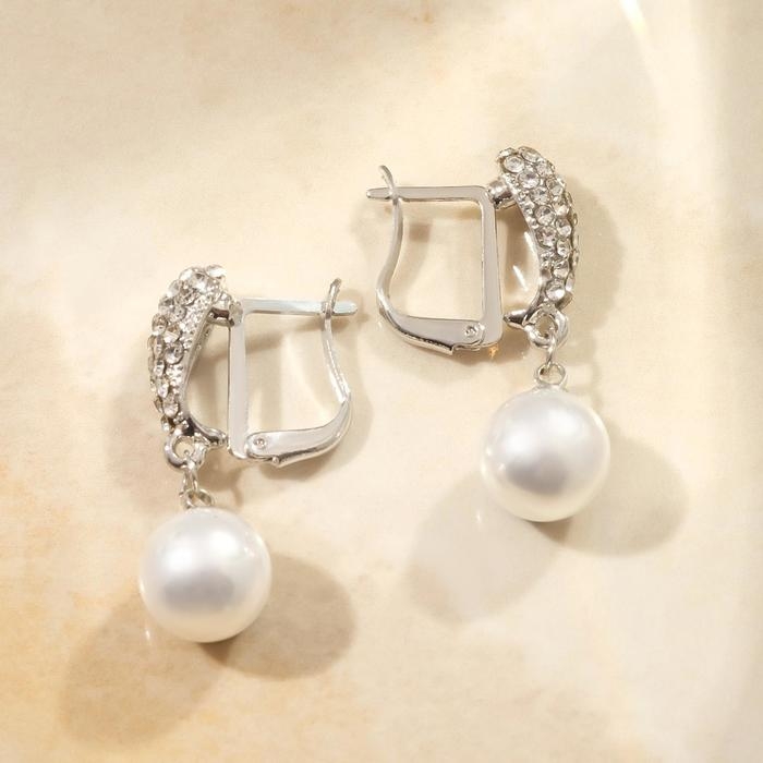 Серьги с жемчугом «Грейс» дорожка, цвет белый в серебре Серьги с жемчугом «Грейс» дорожка, цвет белый в серебре