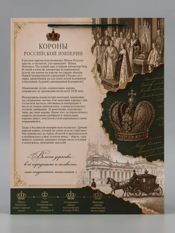 Пакет подарочный &laquo;Корона Российской империи&raquo;, 31&times;40&times;11.5 см
