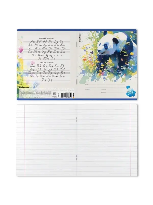 Тетрадь 24 листа в линейку ErichKrause Flower Panda, 60 г/м&sup2;, обложка мелованный картон, МИКС