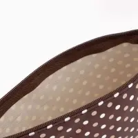 Косметичка - пенал на молнии, плоская, маленькая, в горох, коричневая