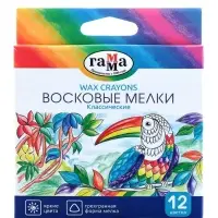 Мелки восковые 12 цветов, &laquo;Гамма&raquo;, трёхгранные