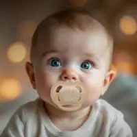 Светящаяся соска-пустышка анатомическая, силикон, от 6 мес., &laquo;Колоски&raquo;, бежевая