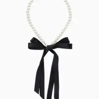 Бусы &laquo;Бантик&raquo;, жемчужины с завязкой, L= 40 см, черный, белый