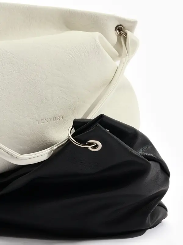 Сумка - мешок женская TEXTURA, на молнии, 36&times;10&times;28 см, чёрная