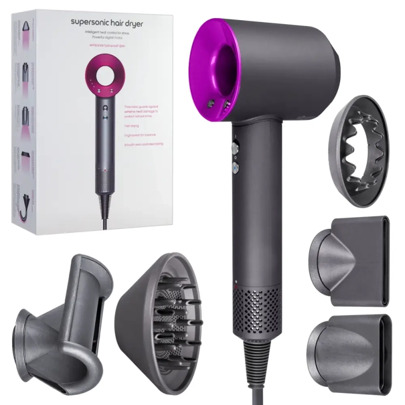 *Набор фен supersonic Серый с фиолетовым
