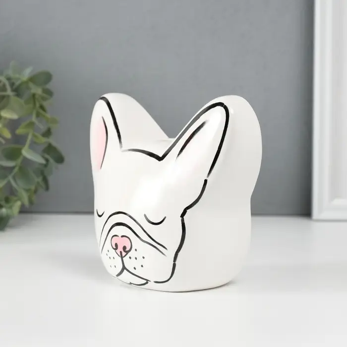 Копилка для денег &laquo;Белый бульдог&raquo;, керамика, 8&times;14.5&times;12.1 см