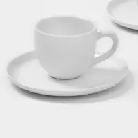 Чайный сервиз Magistro Mien, 2 персоны, 4 предмета: 2 чашки 200 мл, 2 блюдца d=16 см, фарфор, белый