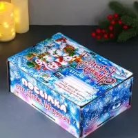 Шкатулка-ящик  самосборный большой "Снеговики",   28х19,5х11 см