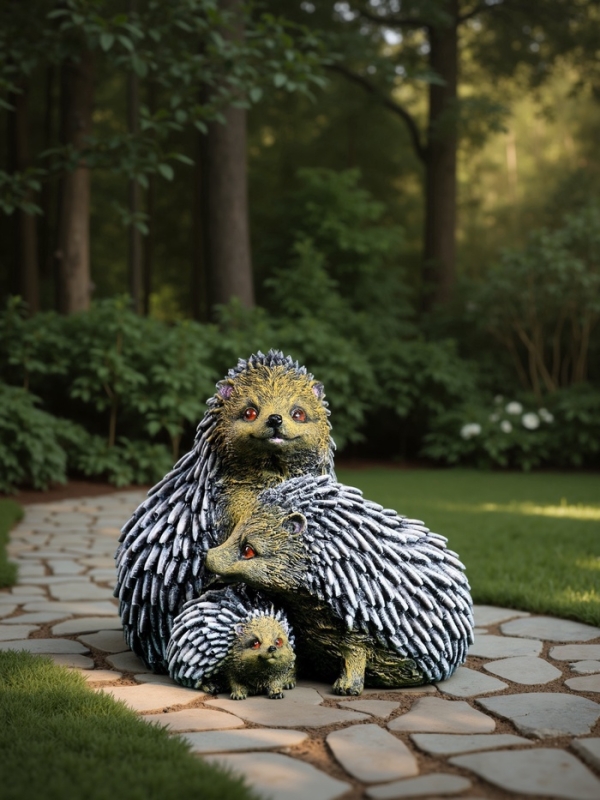 Садовая фигура из гипса «Семейтсво ежей», 20×19×22 см