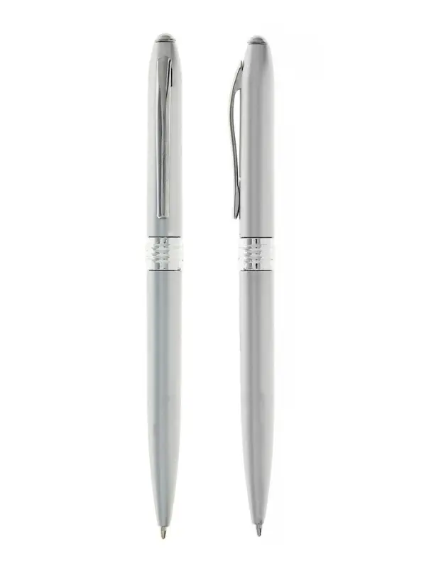 Ручка под логотип Calligrata, шариковая, поворотная, синий стержень, узел 0.7 мм, корпус серебристый металлик