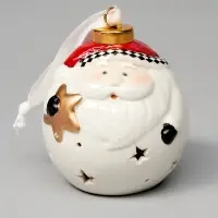 Ёлочный шар с подсветкой &laquo;Дед Мороз&raquo;, 10&times;8.6&times;8.6 см, 1 LED, керамика, от батареек LR44&times;3, керамика, свечение тёплое белое