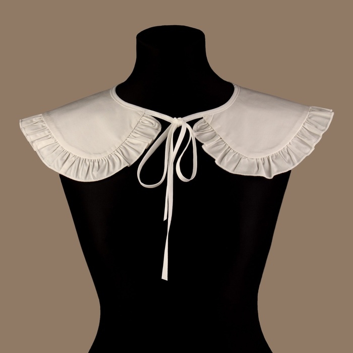 Воротник накладной, с отделкой из рюш, диаметр горловины = 43 см, 99 × 14 см, цвет айвори Воротник накладной, с отделкой из рюш, диаметр горловины = 43 см, 99 × 14 см, цвет айвори