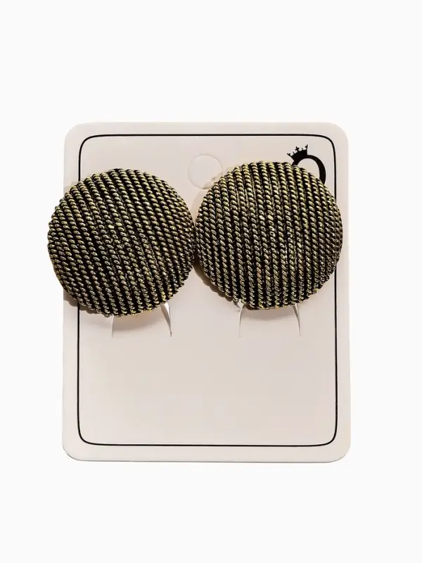 Серьги клипсы для ушей QF &laquo;Круг в рубчик&raquo;, цвет чернёное золото