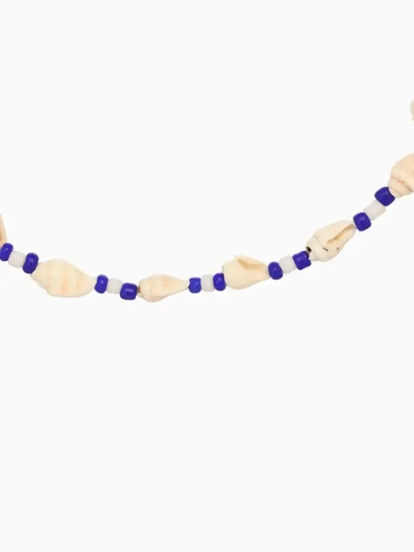 Браслет на ногу, анклет, длина 20 см, белый, синий Браслет на ногу, анклет, длина 20 см, белый, синий