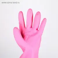 Перчатки хозяйственные Доляна, суперпрочные, размер L, ПВХ, цвет розовый