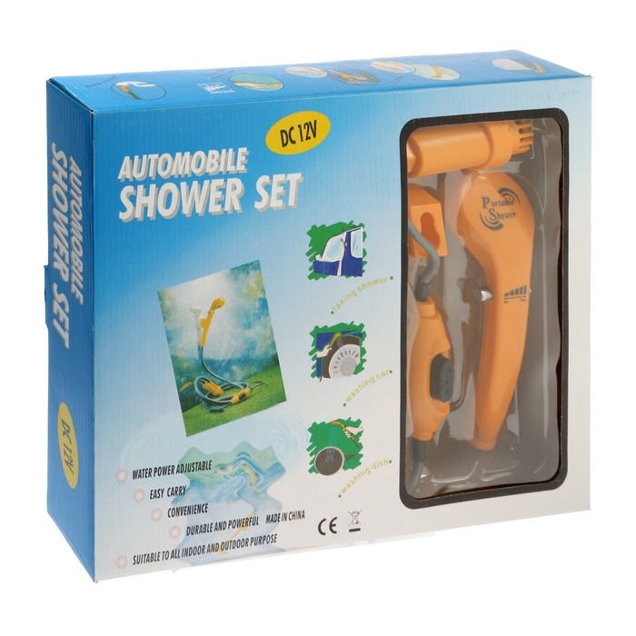 Автомобильный походный душ ZEIN: лейка, шланг, шнур для машины, помпа, крючок, держатель Автомобильный походный душ ZEIN: лейка, шланг, шнур для машины, помпа, крючок, держатель