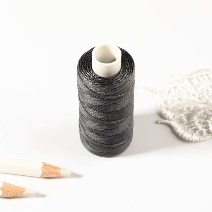 Нитки вощёные, плоские, 150D/16, 0,8 мм, 50 ± 2 м, цвет тёмно-серый Нитки вощёные, плоские, 150D/16, 0,8 мм, 50 ± 2 м, цвет тёмно-серый