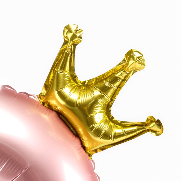 Шар фольгированный 42 Шар фольгированный 42" «Цифра 2 с короной» на подставке, цвет розовый