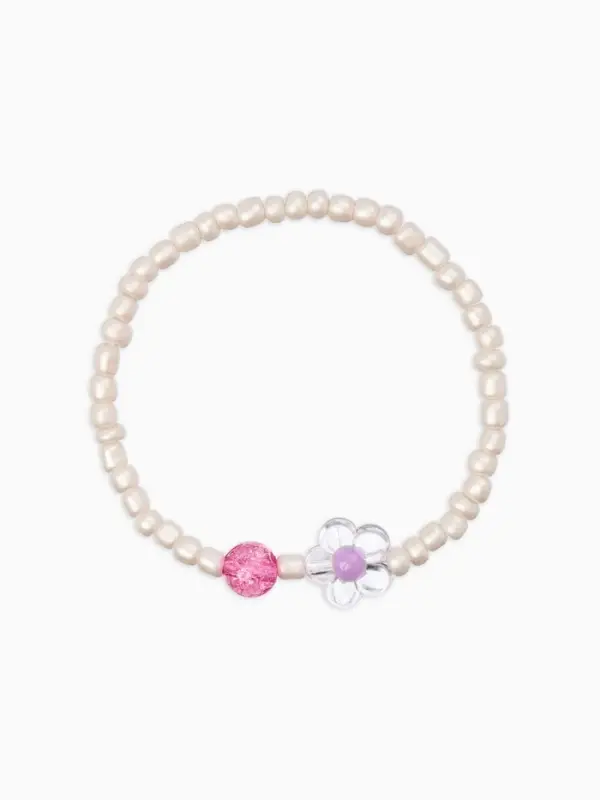 Набор детский &laquo;Выбражулька&raquo; 2 предмета: бусы, браслет, ракушка, цветы, цвет бело-розовый