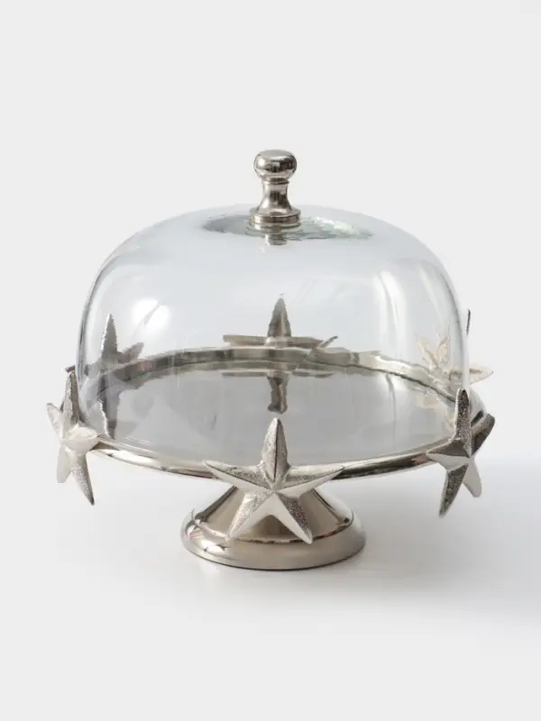 Тортовница со стеклянной крышкой &laquo;Звёзды&raquo;, 21&times;21&times;23 см, алюминий