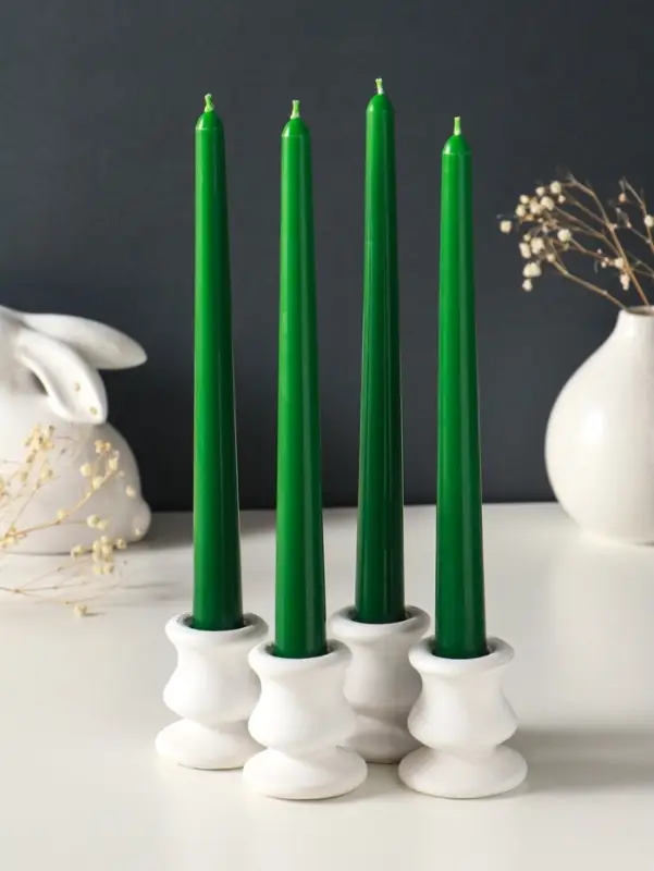 Набор свечей античных, 2.3&times;24.5 см, 5 ч, 55 г, 4 шт., тёмно-зелёный