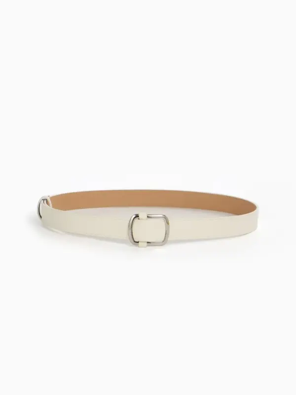 Ремень женский, 110&times;2.7 см, пряжка-затяжка металл, серебристая, белый