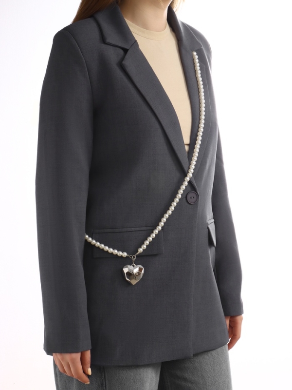 Портупея жемчужнаяс кулоном «Сердце», 129 см, белая в серебре Портупея жемчужнаяс кулоном «Сердце», 129 см, белая в серебре