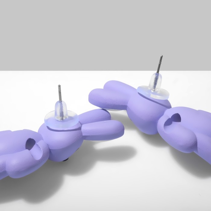 Серьги пластик «Зайцы», цвет сиреневый Серьги пластик «Зайцы», цвет сиреневый