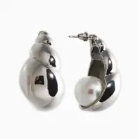 Серьги "Морской мир", улитка, цвет белый в серебре